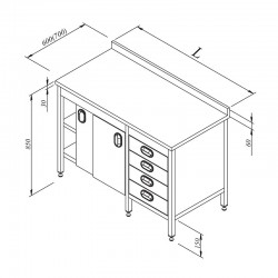 Öztiryakiler Work Bench with Drawers and Shelves, 160x60 cm - Öztiryakiler