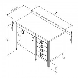 Öztiryakiler Work Bench with Drawers and Shelves, 190x60 cm - Öztiryakiler