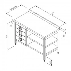 Öztiryakiler Work Bench with Intermediate Shelves and Drawers, 140x70 cm - Öztiryakiler