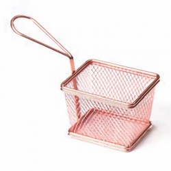 Biradlı YQ-03 Kare Patates Sunum Sepeti, 10x7.5x7.5 cm, Bakır - Biradlı