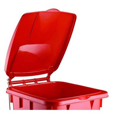 Bora Plastik Pedallı Demirli Çöp Kovası, 240 L, Kırmızı - 2
