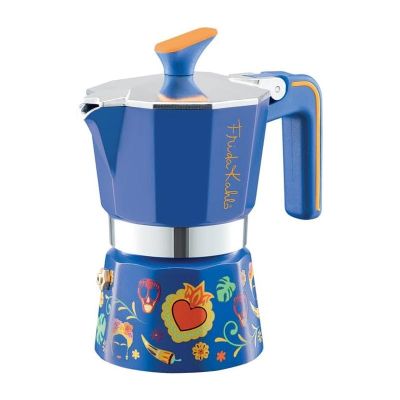 Pedrini Frida Kahlo Moka Pot, 6 Cup, Blue - Pedrini