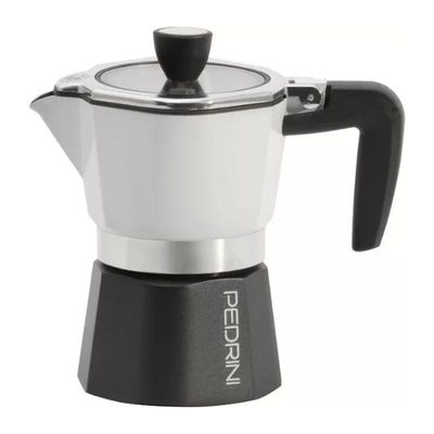 Pedrini Sei Moka Pot, 3 Cups, Şeffaf Kapaklı, Siyah Beyaz - 1