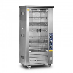 Pimak Double Showcase Chicken Rotisserie Machine with Lavtaş, 48 Chicken Capacity, Natural Gas - Pimak