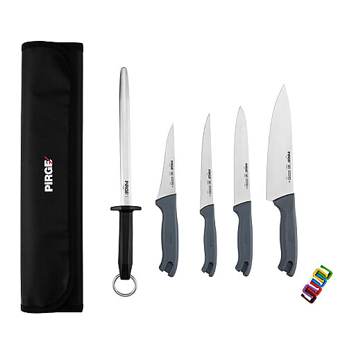 Pirge 35198 Gastro Çantalı 5'li Bıçak Seti, Gri - 1