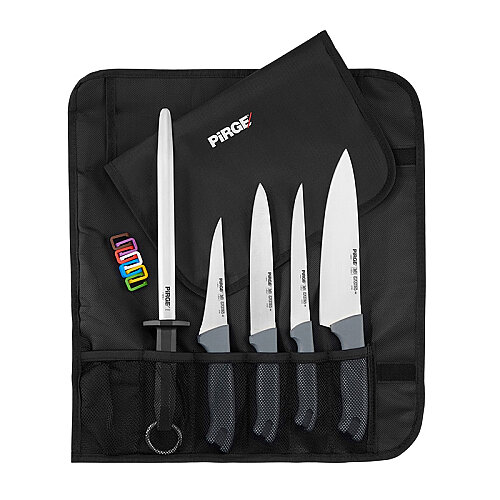 Pirge 35198 Gastro Çantalı 5'li Bıçak Seti, Gri - 2