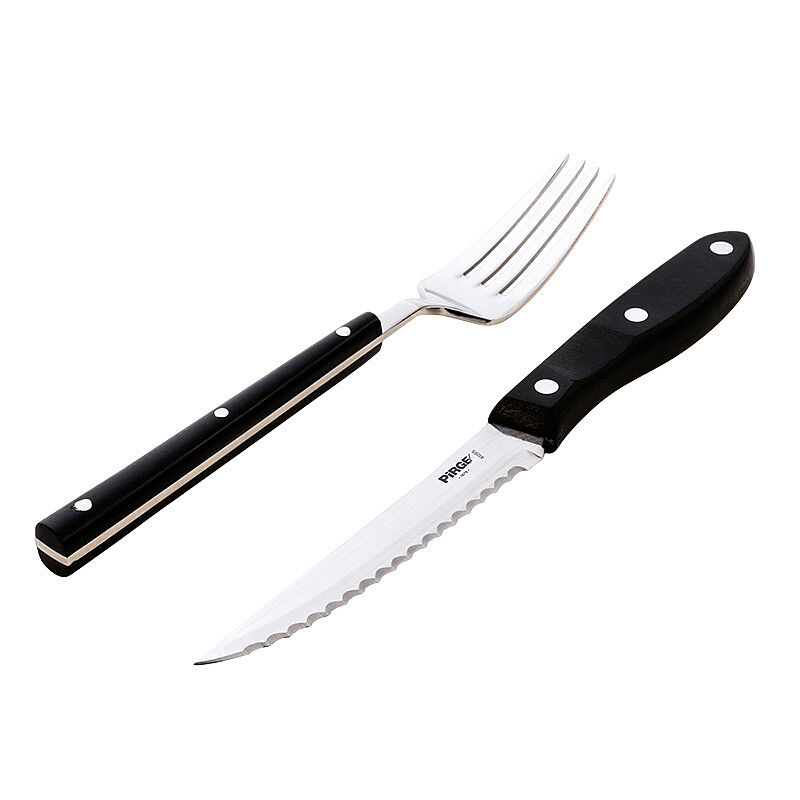Pirge 41085 Elite Bıçak ve Çatal Seti, Siyah - Pirge