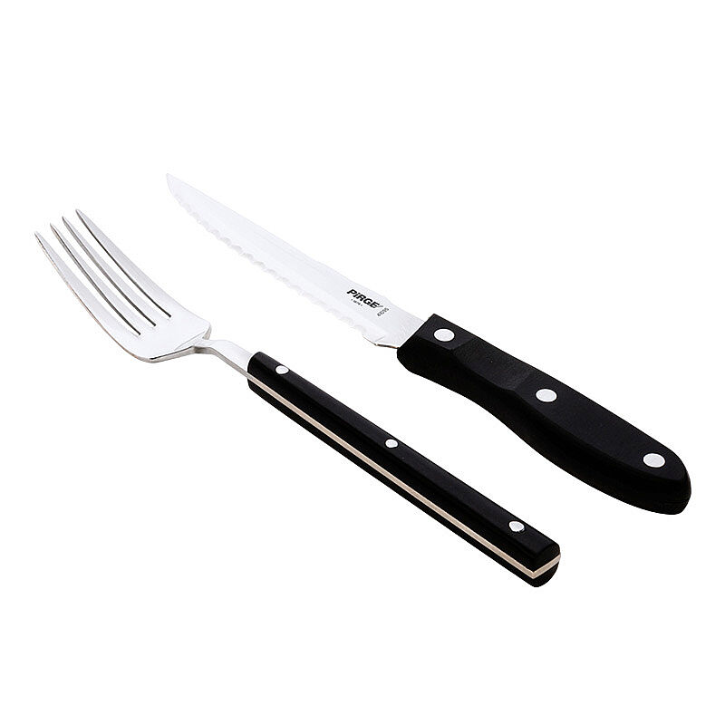 Pirge 41085 Elite Bıçak ve Çatal Seti, Siyah - Pirge