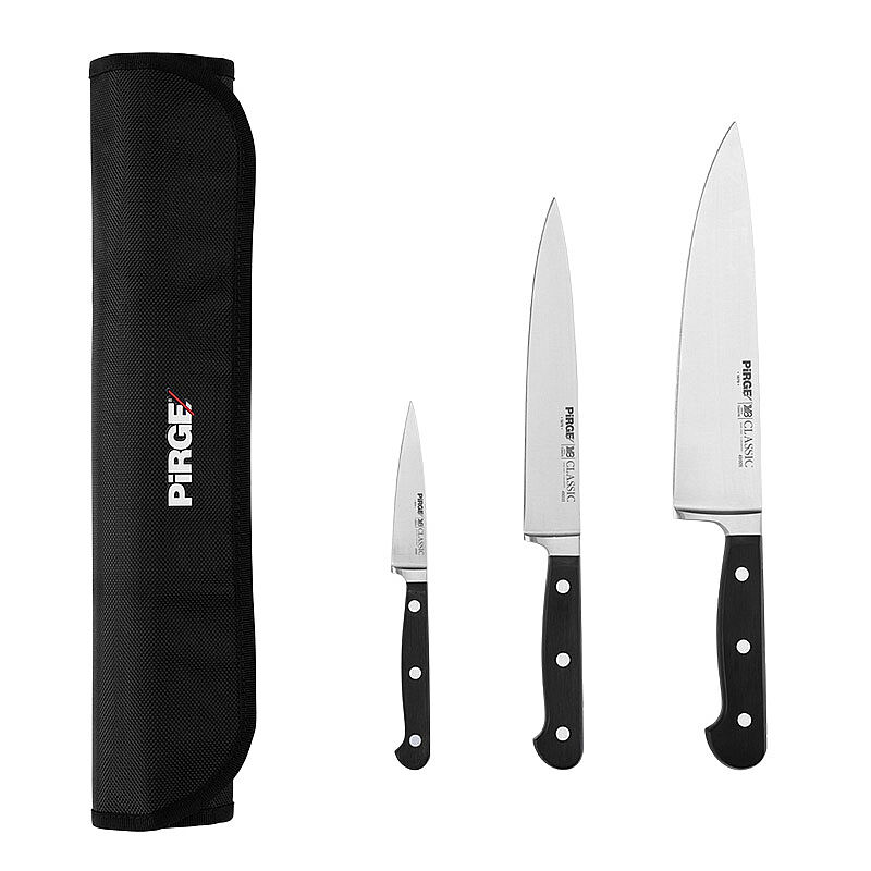 Pirge 49100 Classic 3'lü Çantalı Bıçak Seti - Pirge