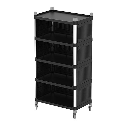 Plastport 5 Katlı Kapalı Plastik Servis Arabası, 160x80x50 cm, Siyah - Plastport