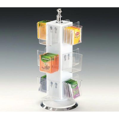 Zicco ZCP-651 Akrilik Döner Poşet Çay Standı, 12 Bölmeli, 36 cm, Beyaz - 1