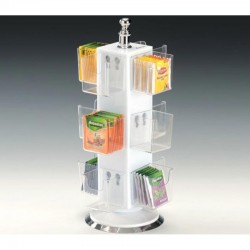 Zicco ZCP-651 Akrilik Döner Poşet Çay Standı, 12 Bölmeli, 36 cm, Beyaz - Zicco