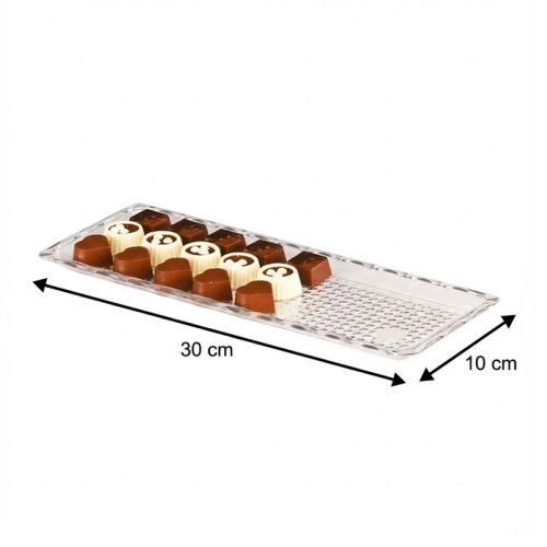 Zicco ZCP-223 Polikarbon Çikolata Teşhir Tepsisi, 10x30 cm, Şeffaf - 2