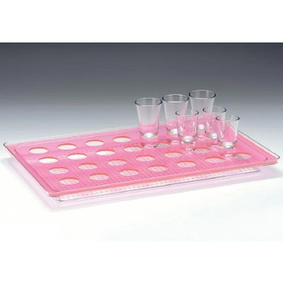 Zicco ZCP-678 Polikarbon Tepsili Shot Servis Standı, 28'li, 44x28 cm, Pembe - 1