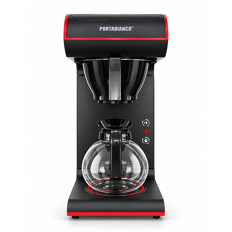 Portabianco TMRFKSK1P Tek Potlu Filtre Kahve Makinesi, 1.8 L, Siyah Kırmızı - Portabianco