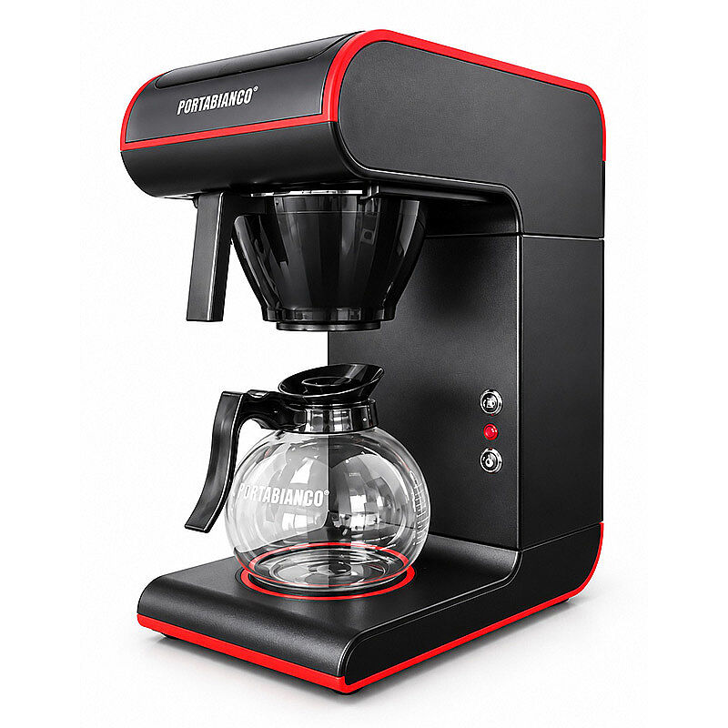 Portabianco TMRFKSK1P Tek Potlu Filtre Kahve Makinesi, 1.8 L, Siyah Kırmızı - Portabianco