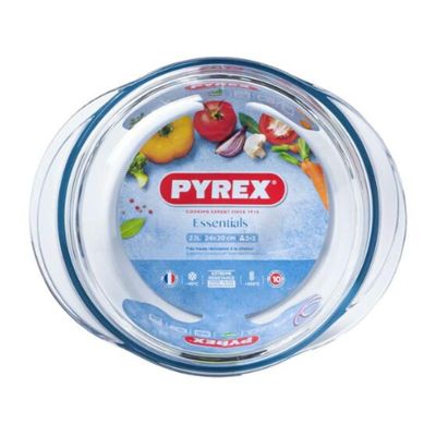 Pyrex 204A000/7743 Kapaklı Cam Yuvarlak Fırın Kabı, 2.1 L - 2