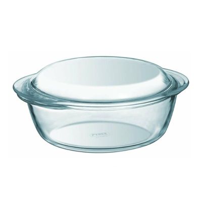 Pyrex 208A000/7743 Kapaklı Cam Yuvarlak Fırın Kabı, 3 L - 1