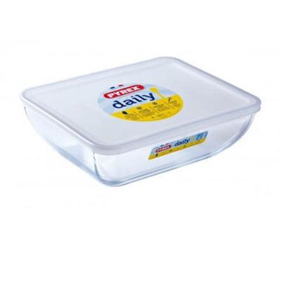 Pyrex 343P000/3046 Kapaklı Dikdörtgen Fırın Kabı, 25x20x8 cm - 1