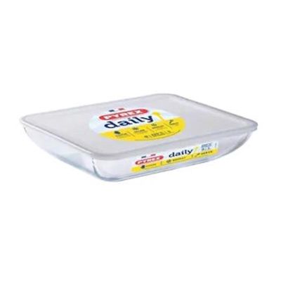 Pyrex 344P000/3043 Kapaklı Dikdörtgen Fırın Kabı, 27x22x9 cm - 1