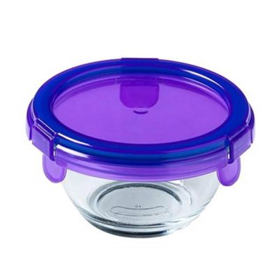 Pyrex 894PGPP/7040 Kapaklı Yuvarlak Saklama Kabı 0,35 L, Mor - 1
