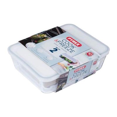 Pyrex 912S951/7146 2'li Dikdörtgen Kapaklı Saklama Kabı, 1.5, 2.7 L - 1