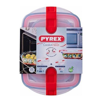 Pyrex 913S065/7045 Kapaklı Mikrodalga Saklama Kabı Seti, 2'li - 1