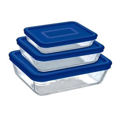 Pyrex 913S344/XX46 Dikdörtgen Kapaklı Fırın Kabı Seti, Mavi - 1