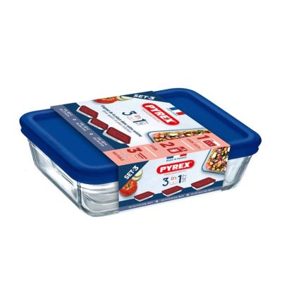 Pyrex 913S344/XX46 Dikdörtgen Kapaklı Fırın Kabı Seti, Mavi - 2