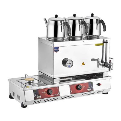 Remta N13(C) 55 Model Kahveci Takımlı Termik Tabanlı Çay Kazanı, 3 Demlikli, 33 L, Elektrikli+LPG - 1