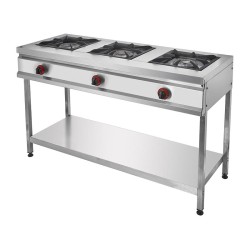 Remta CEJ25 (L) طباخ مطعم مع رف قاعدة ثابت، 3 شعلات، غاز طبيعي - Remta