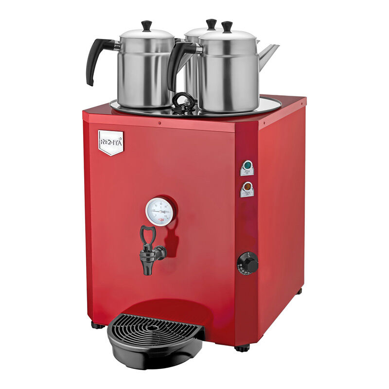 Remta DE10 Jumbo Çay Makinesi, 3 Demlikli, 40 L, Elektrikli, Kırmızı - Remta