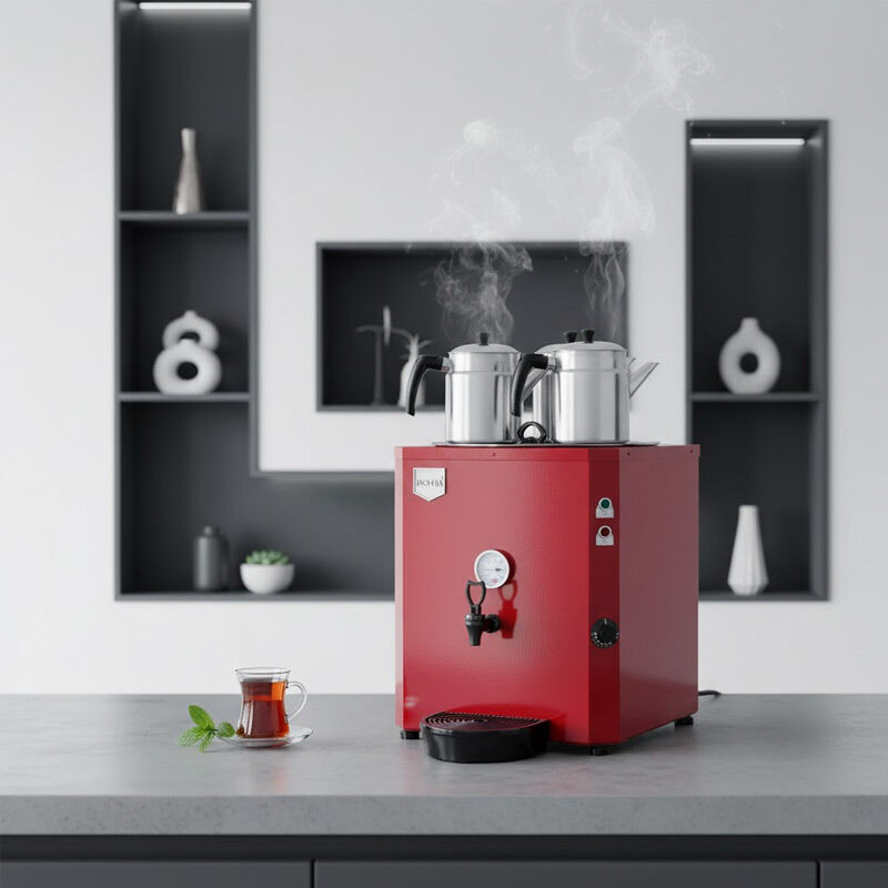 Remta DE10 Jumbo Çay Makinesi, 3 Demlikli, 40 L, Elektrikli, Kırmızı - Remta