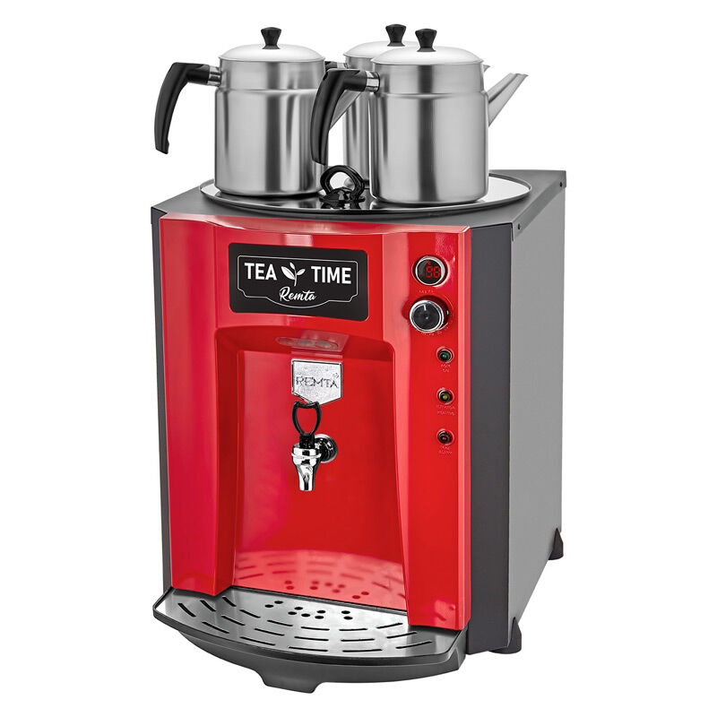 Remta DE10SP Premium Jumbo Şamandıralı Çay Makinesi, 3 Demlikli, 40 L, Elektrikli, Kırmızı - Remta