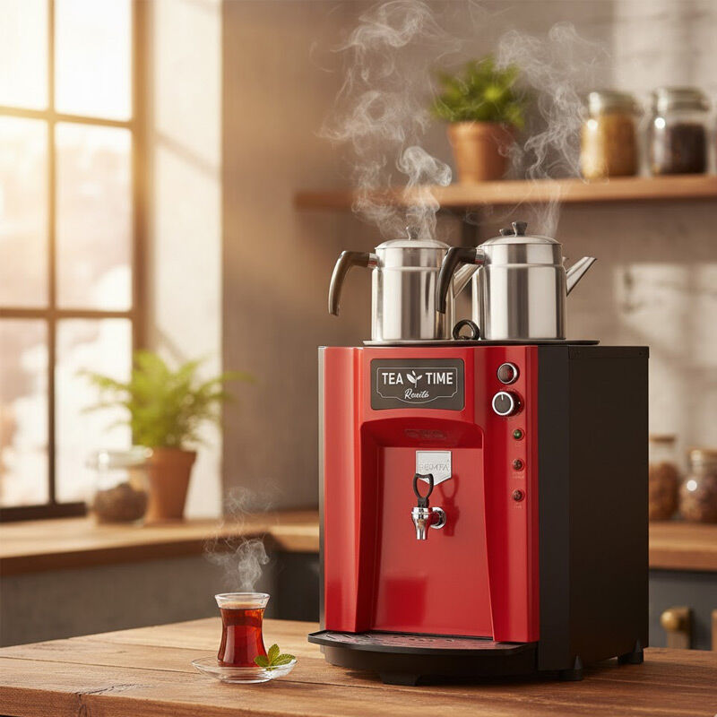 Remta DE10SP Premium Jumbo Şamandıralı Çay Makinesi, 3 Demlikli, 40 L, Elektrikli, Kırmızı - Remta