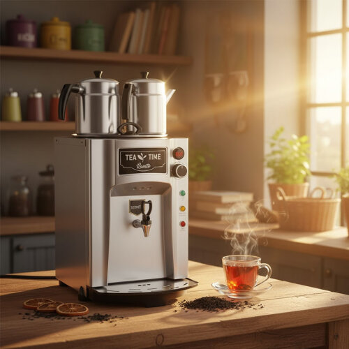 Remta DE12P 2 Demlikli Premium Jumbo Çay Makinesi, 15 L, Elektrikli, Gri - Remta (1)