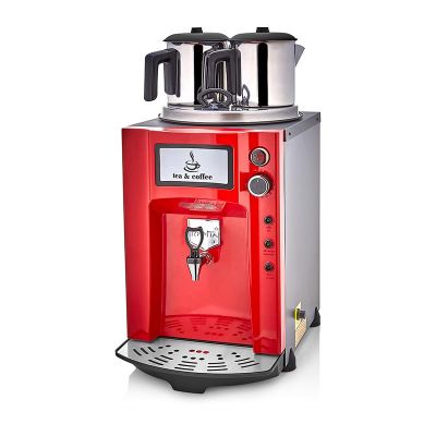Remta DE12SP Premium Jumbo Şamandıralı Çay Makinesi, 2 Demlikli, 15 L, Elektrikli, Kırmızı - 1