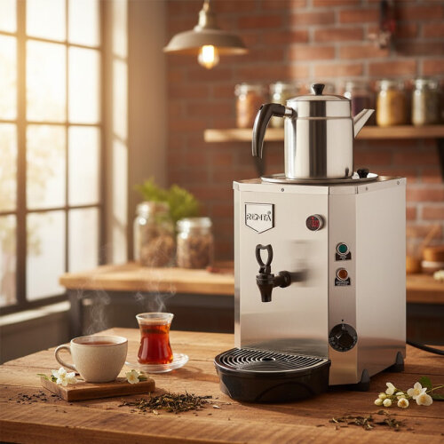 Remta DE14 Jumbo Çay Makinesi, Tek Demlikli, 9 L, Elektrikli, Krom - 2