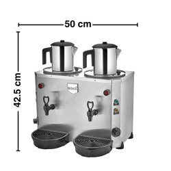 Remta DE15 Jumbo Çay Makinesi, 2 Demlikli, 9+9 L, Elektrikli, Siyah - Thumbnail