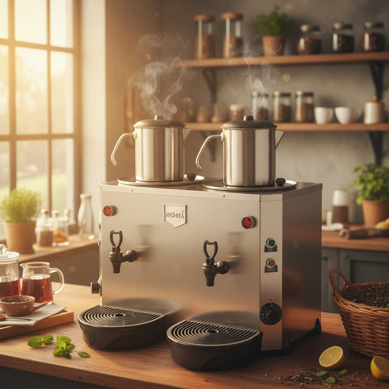 Remta DE15 Jumbo Çay Makinesi, 2 Demlikli, 9+9 L, Elektrikli, Gri (Outlet Ürünü) - Remta