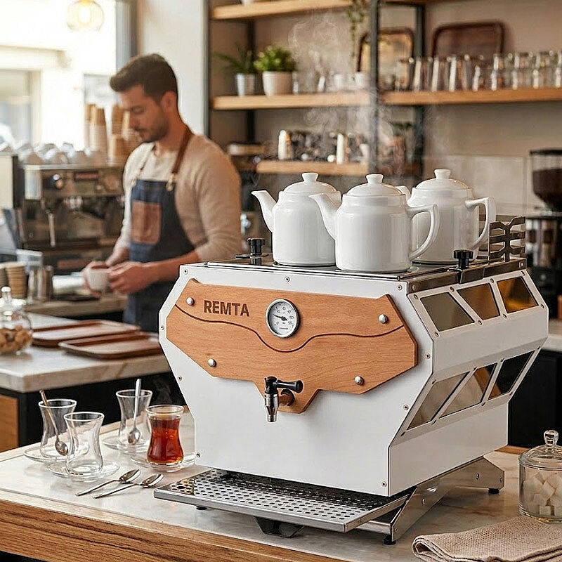 Remta DE23 Pro Serisi 3 Demlikli Jumbo Çay Makinesi, 30 L, Beyaz - Remta