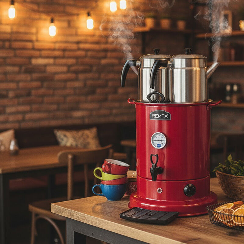 Remta EL10 Elite Çay Makinesi, 3 Demlikli, 28 L, Elektrikli, Kırmızı - Remta