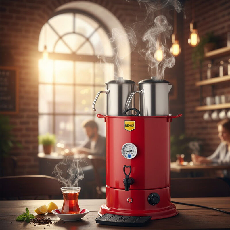 Remta EL10 Elite Çay Makinesi, 3 Demlikli, 28 L, Elektrikli, Kırmızı - Remta