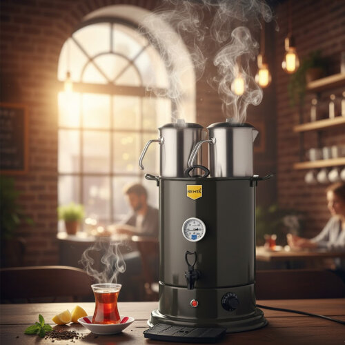 Remta EL10 Elite Çay Makinesi, 3 Demlikli, 28 L, Elektrikli, Siyah - 2