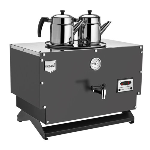 Remta EP02-L Çift Cidarlı 2 Demlikli Çay Makinesi, 20 L, Elektrikli, Siyah - 1