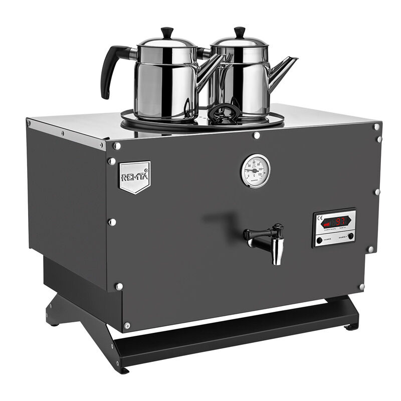 Remta EP02-L Çift Cidarlı 2 Demlikli Çay Makinesi, 20 L, Elektrikli, Siyah - Remta
