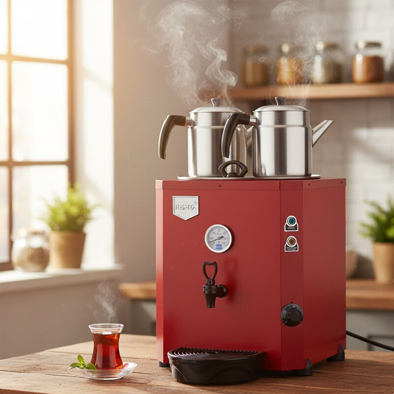 Remta DE11 Jumbo Çay Makinesi, 2 Demlikli, 23 L, Elektrikli, Kırmızı - Remta