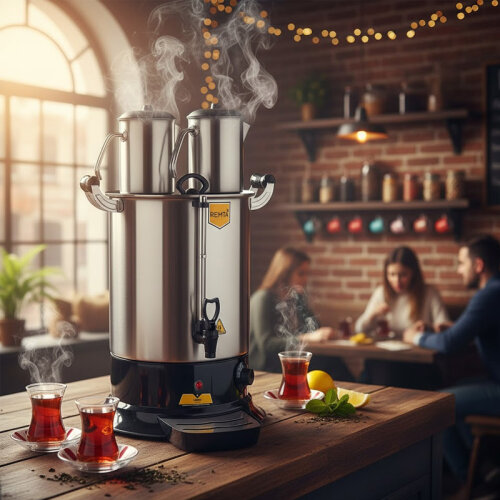 Remta PT14 Platin Model Çift Demlikli Çay Makinesi, 17 L - 2