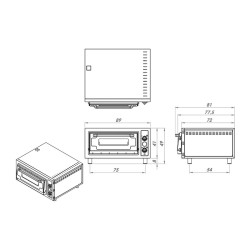 Remta S17 4-piece Pizza Oven, 62x62 cm, Electric - 2