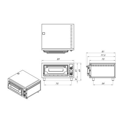 Remta S17 Печь для пиццы с 4 частями, 62x62 см, электрическая - Remta